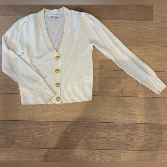 Veronica Beard Cream Cardigan with Gold Buttons - Picture 2 of 4